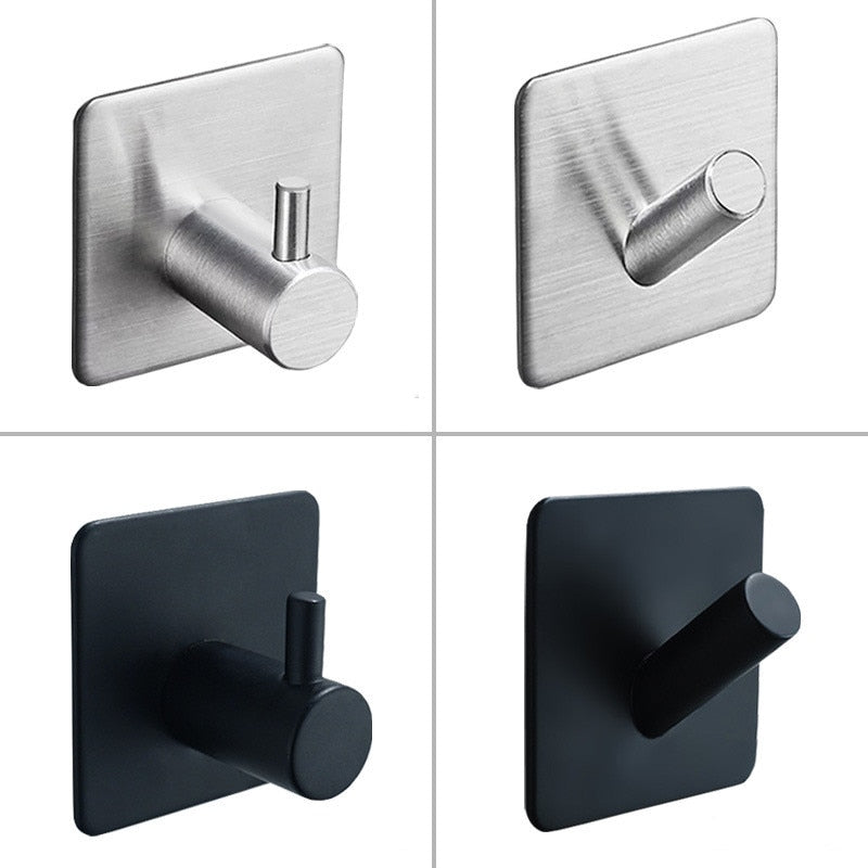 SUS304 Black Robe Hook Wall Hook Towel Hook for Bathroom Stainless Steel Coat Hook Rustproof Hook Hanger for Kitchen Hardware - Korvel
