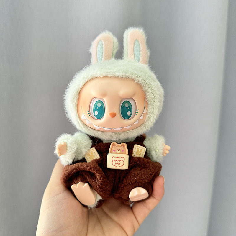 [Clothes Only] 1st/2nd generation Labubu clothes pendant Labubu sitting party baby clothes teddy bear suspenders cute pants - Korvel