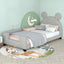 Twin Size Upholstered Daybed with Carton Ears Shaped Headboard  Grey - Korvel