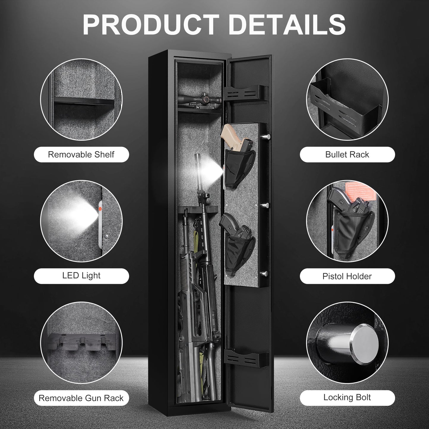 Premium Gun Safe with Quick Access and Adjustable Rack
