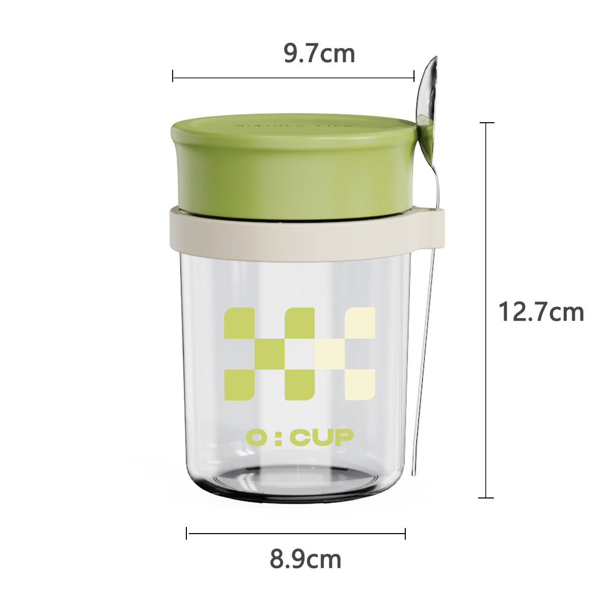 Tasse à petit-déjeuner en verre élégant avec cuillère