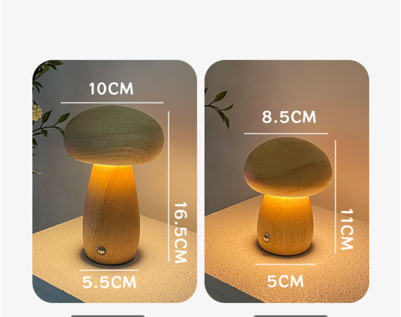 Mushroom lamp, LED charging night light, creative desk lamp, bedroom minimalist touch switch, ambient light, gift - Korvel
