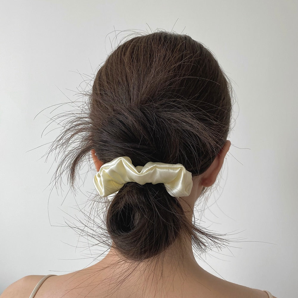 Pure Silk Large Scrunchies Ropes Hair Bands Ties Elastics Ponytail Holders for Women Girls Hair Accessories 19 Momme 3.5CM - Korvel