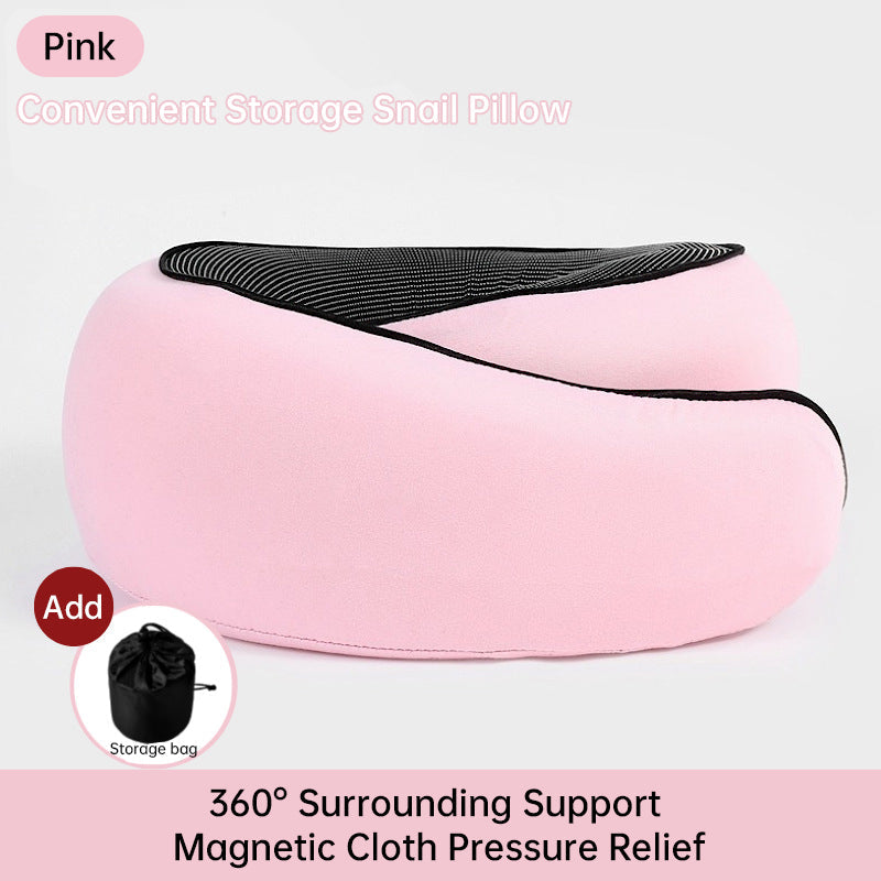 Premium Memory Foam Travel Neck Pillow - Snail Style
