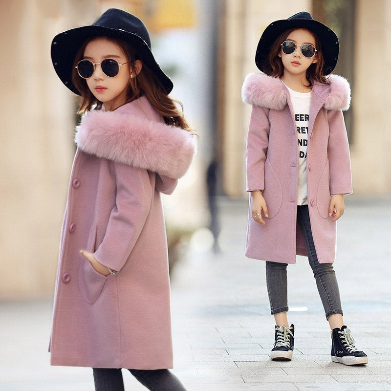 Girls Long Sleeve Hoode clothing Windbreaker spring autumn Winter clothes wool Coat Kids jacket Wedding Outwear parka - Korvel