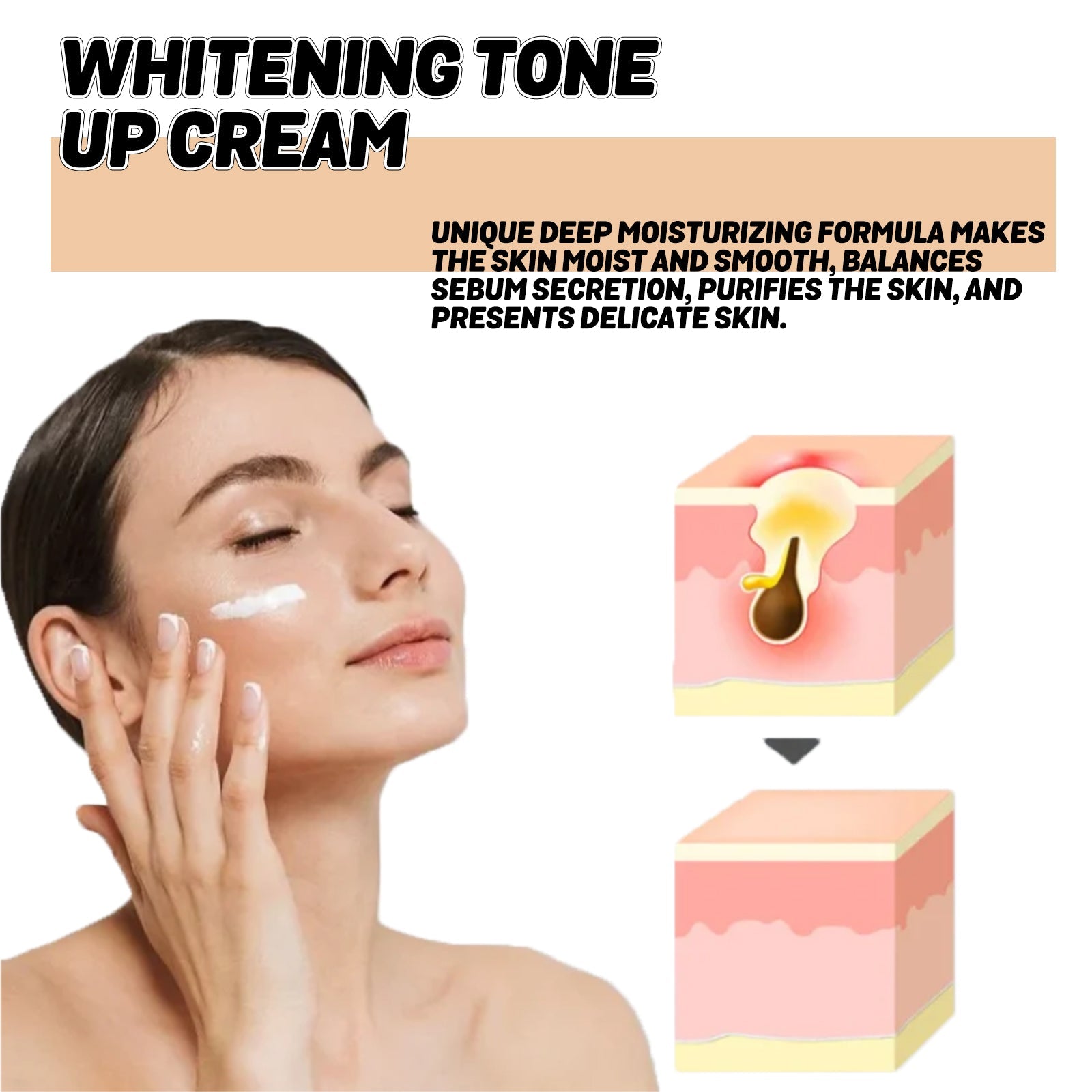 Whitening Tone Up Cream, Moist And Soft Fade Spots Rough Dry Skin Dark Skin Cream - Korvel