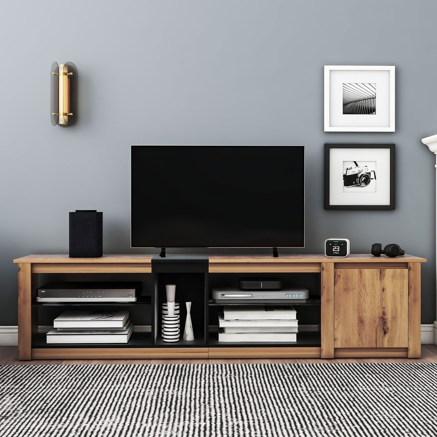 Meuble TV moderne pour téléviseurs jusqu'à 80 pouces avec éclairage LED