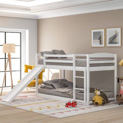 Twin over Twin Bunk Bed with Convertible Slide and Ladder   White - Korvel