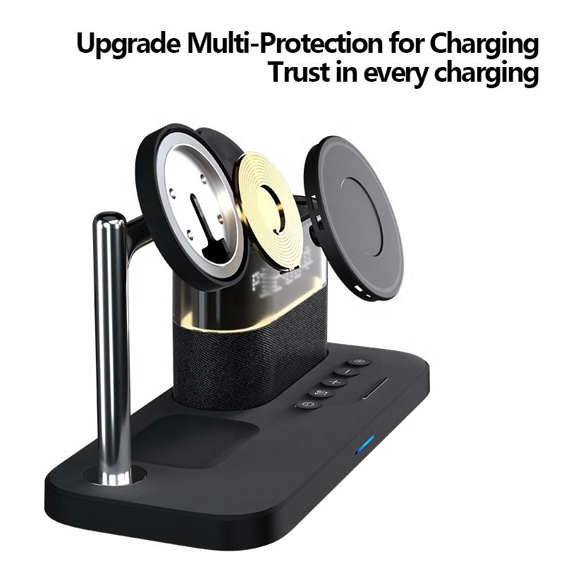 Cargador Inalámbrico Magnético 3 en 1 con Reloj para Dispositivos Apple