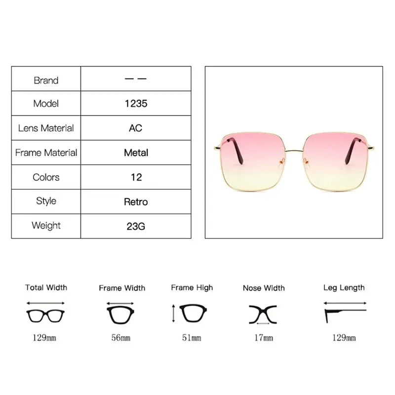 Lunettes de soleil carrées de luxe avec protection UV400