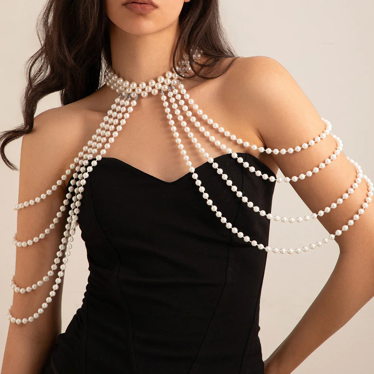 Elegant Multi-Layer Tassel Pearl Shoulder Chain