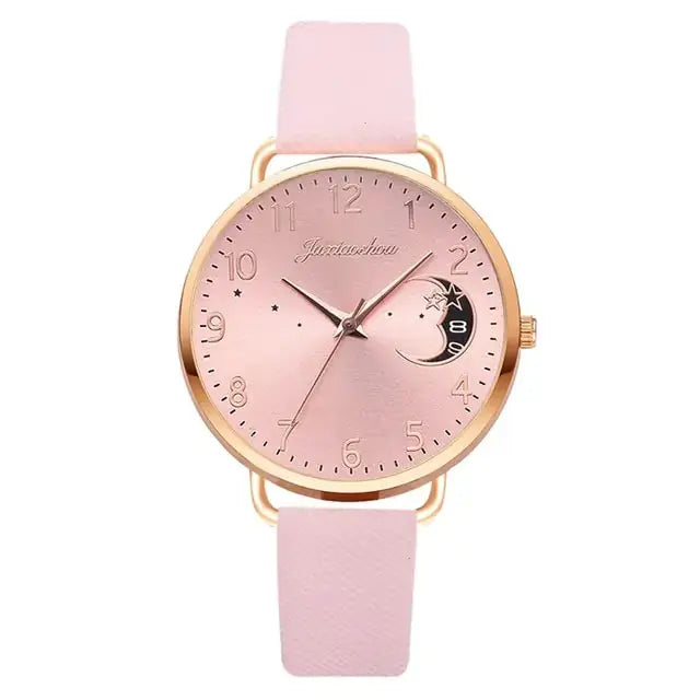Conjunto de Reloj y Pulsera con Números de Luna
