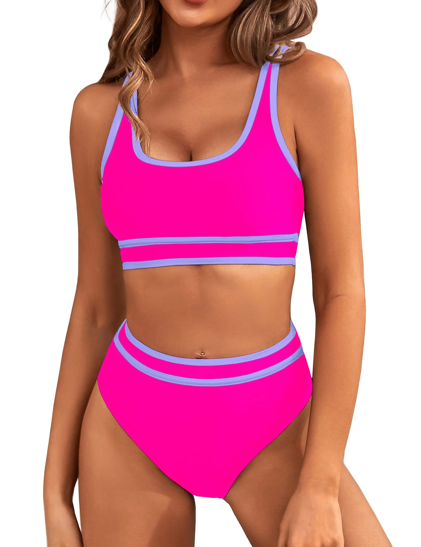 BMJL Women's High Waisted Color Block Bikini Set
