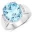 8.36 Carat Blue Topaz & White Zircon Sterling Silver Ring