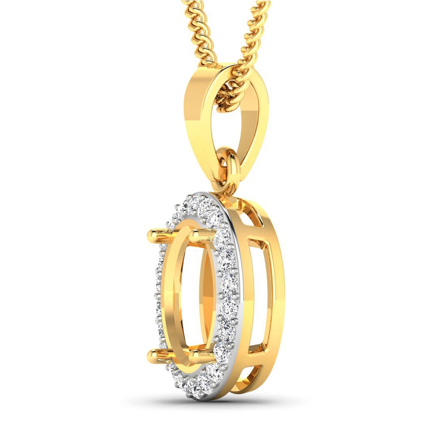 0.22 Carat Diamond 14K Yellow Gold Semi Mount Pendant