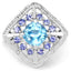 4.24 Carat Blue Topaz & Tanzanite Sterling Silver Ring