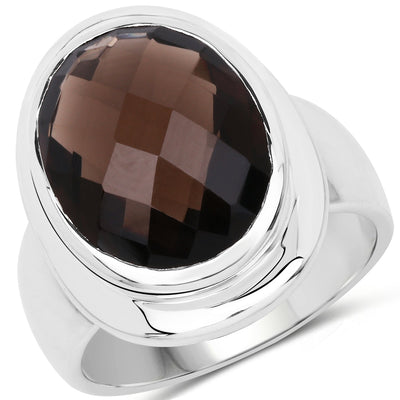 7.90 Carat Genuine Smoky Quartz Sterling Silver Ring