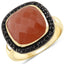 Anillo de Plata Esterlina con Piedra Luna Melocotón de 6.74 Quilates y Espinela Negra