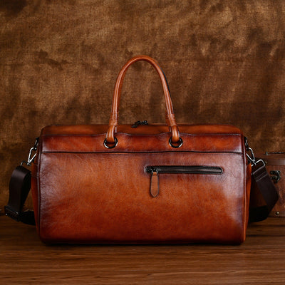 Handmade Retro Leather Satchel Bag with Large Capacity