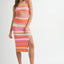 Robe midi en tricot à découpes et rayures multicolores vives