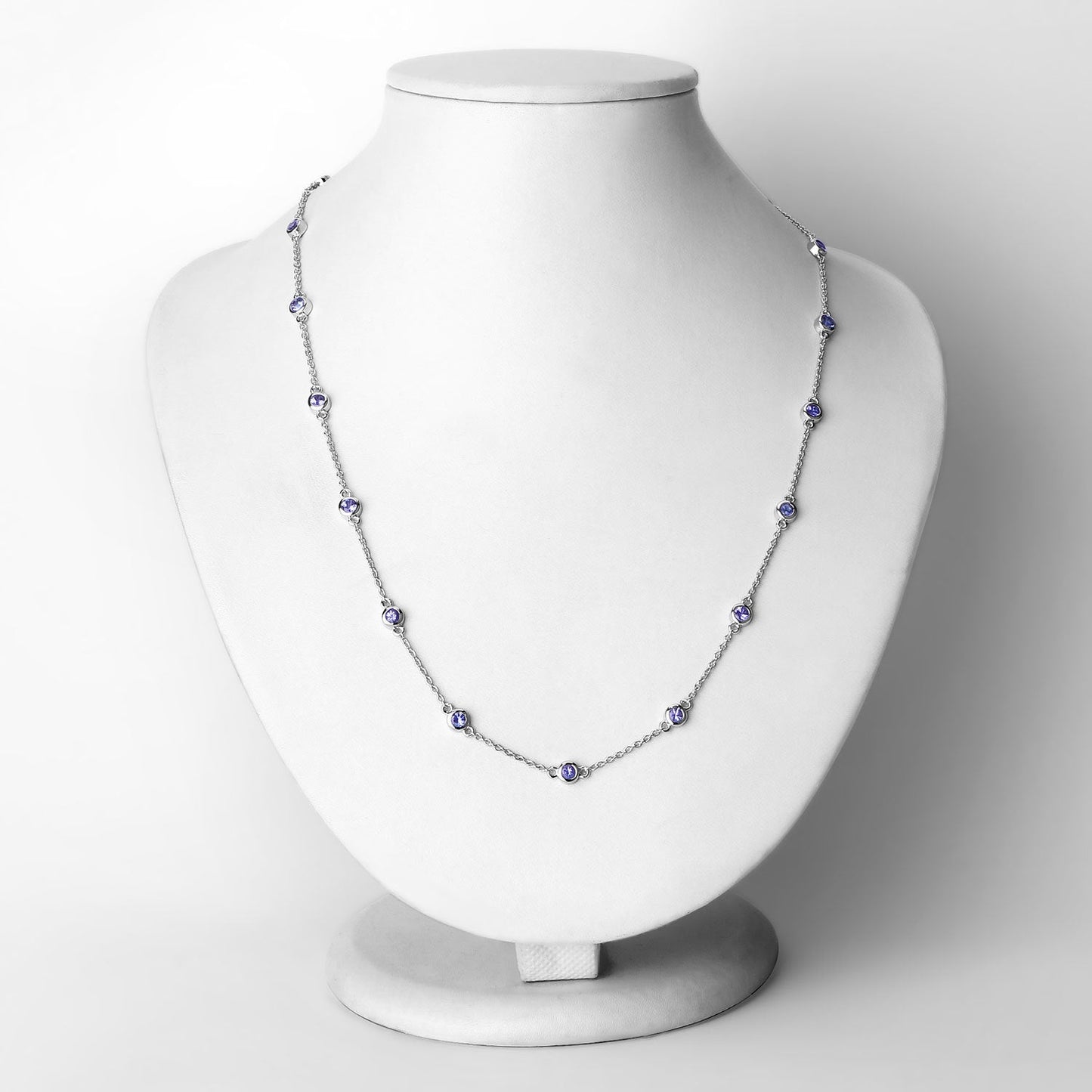 1.80 Carat Genuine Tanzanite Necklace in .925 Sterling Silver