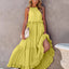 Elegant Ruffled Sleeveless Tiered Maxi Dress with Pockets