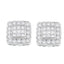 Pendientes de Stud Halo de Diamante en Oro Blanco de 14K
