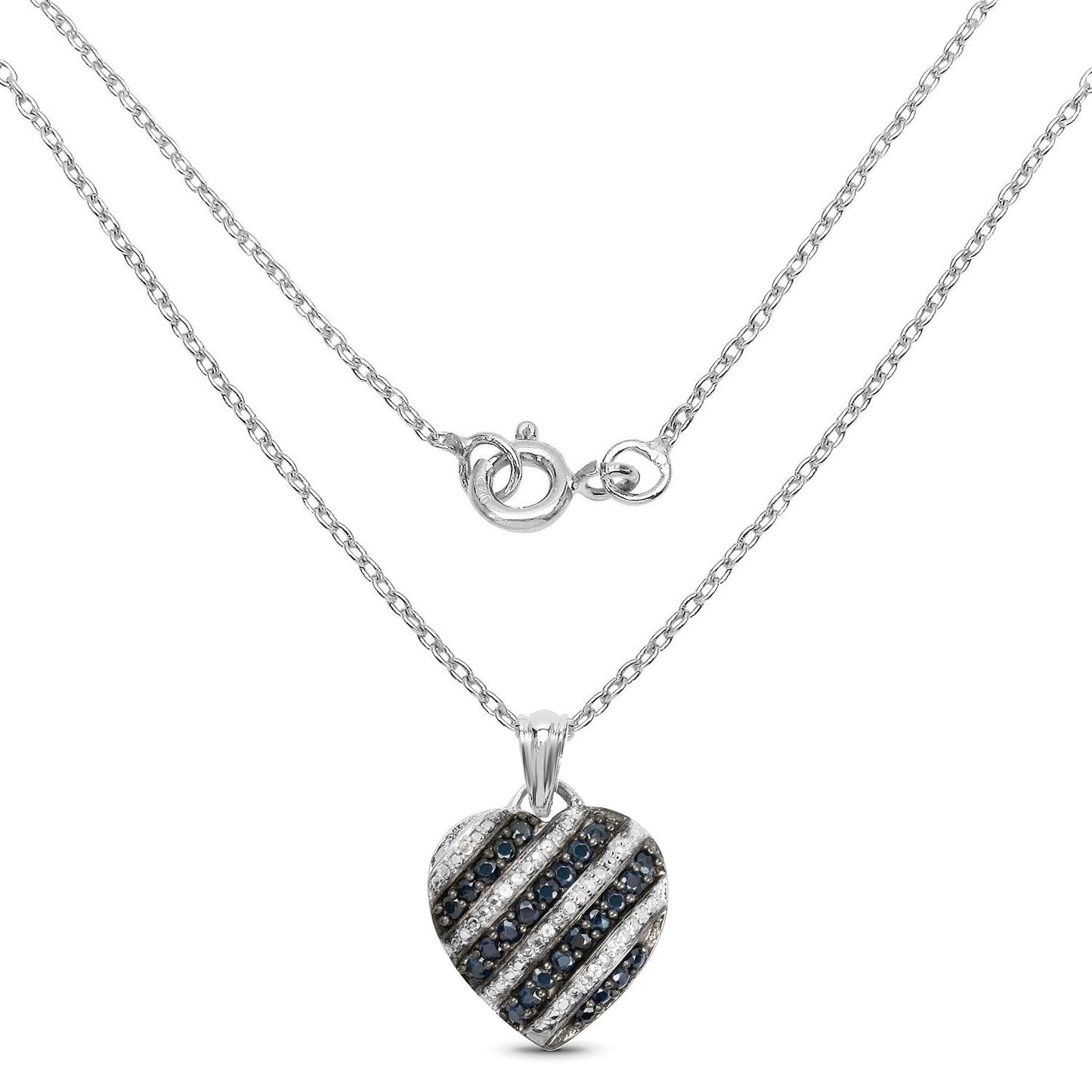 1.55 Carat Genuine Blue Sapphire & White Topaz Pendant in Sterling Silver