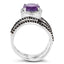 Bague en Argent Sterling avec Améthyste de 2,31 Carats, Spinelle Noir et Diamant