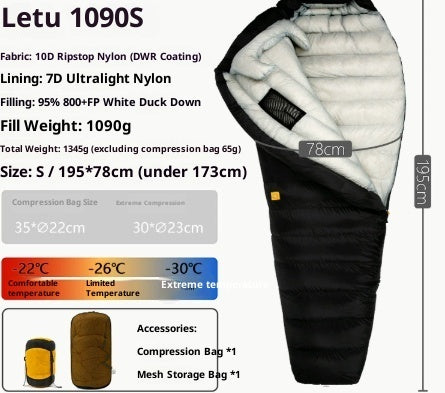 Sac de couchage en duvet ultra léger premium pour aventures en plein air