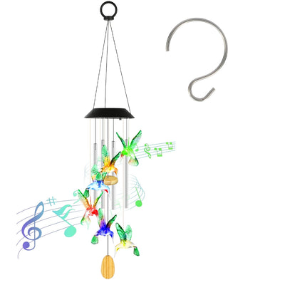 Solar Hummingbird Wind Chime - Color Changing Outdoor Decor