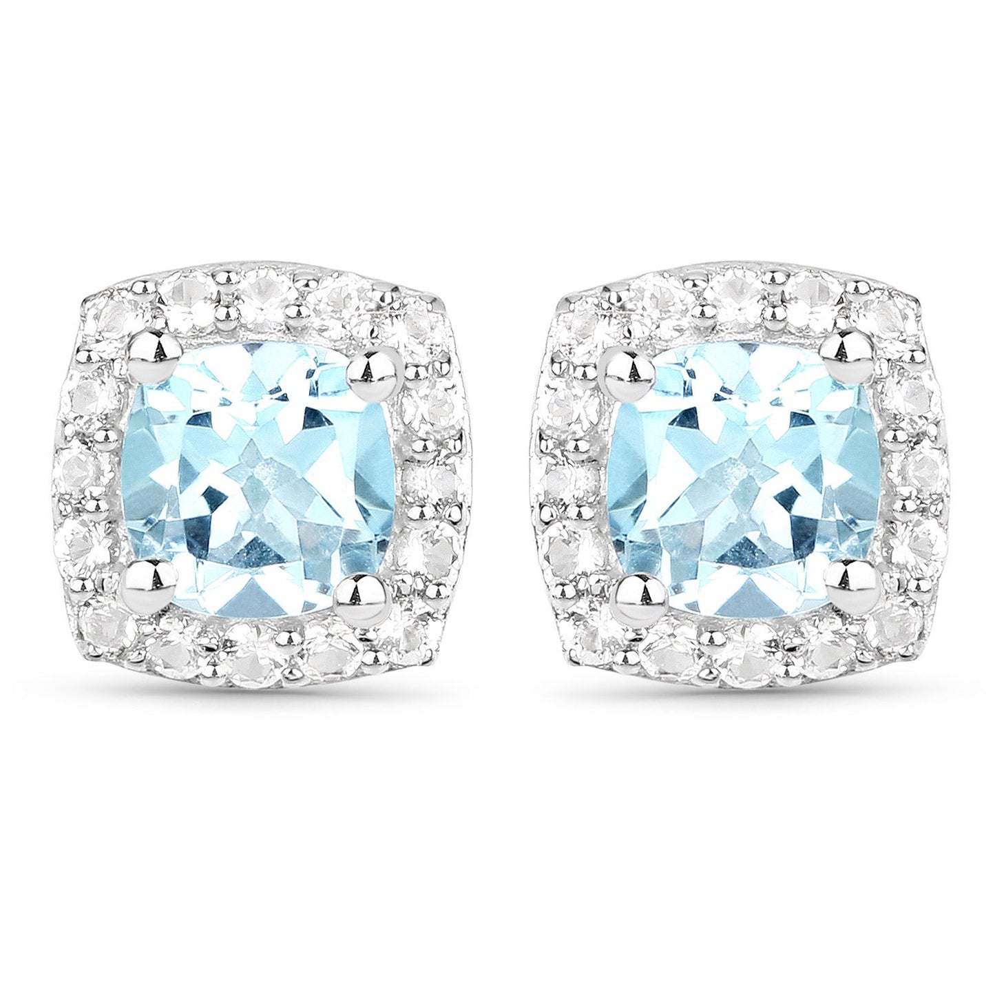 Ensemble de bijoux en topaze bleue et topaze blanche de 4,62 carats