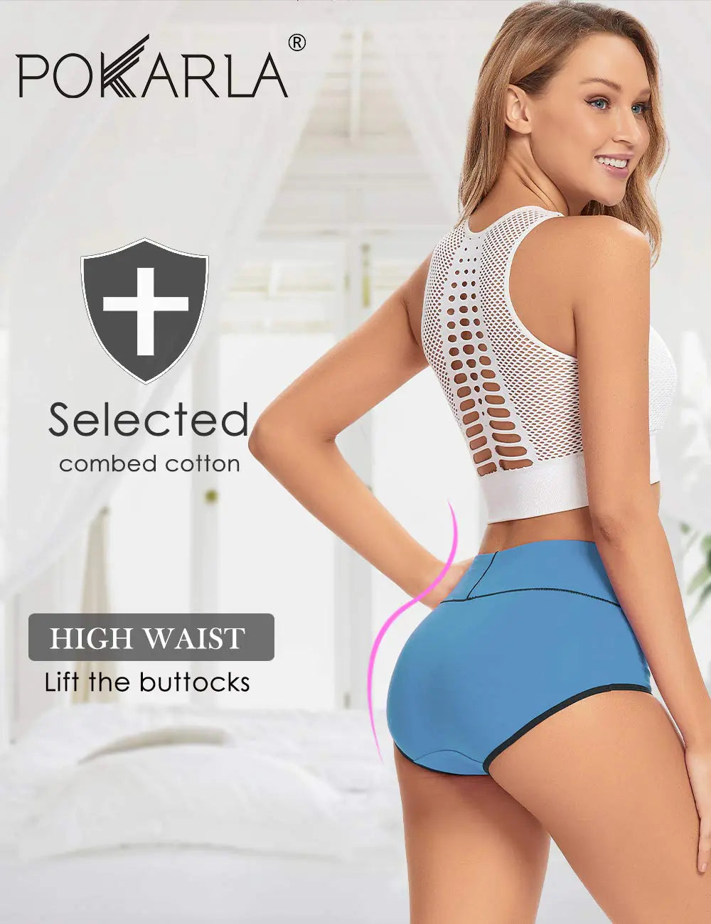 POKARLA Women's High Waist Full Coverage Briefs - 5 Pack