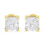 Boucles d'oreilles carrées en diamant taille princesse en or jaune 10K