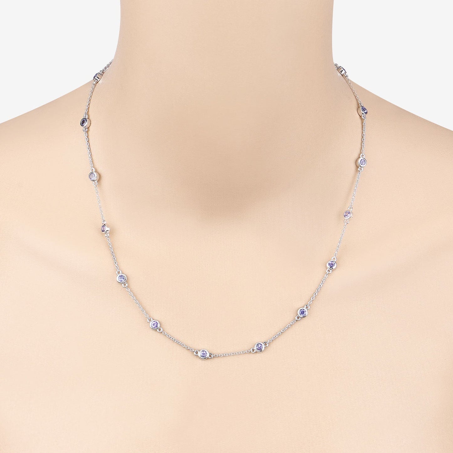 1.80 Carat Genuine Tanzanite Necklace in .925 Sterling Silver