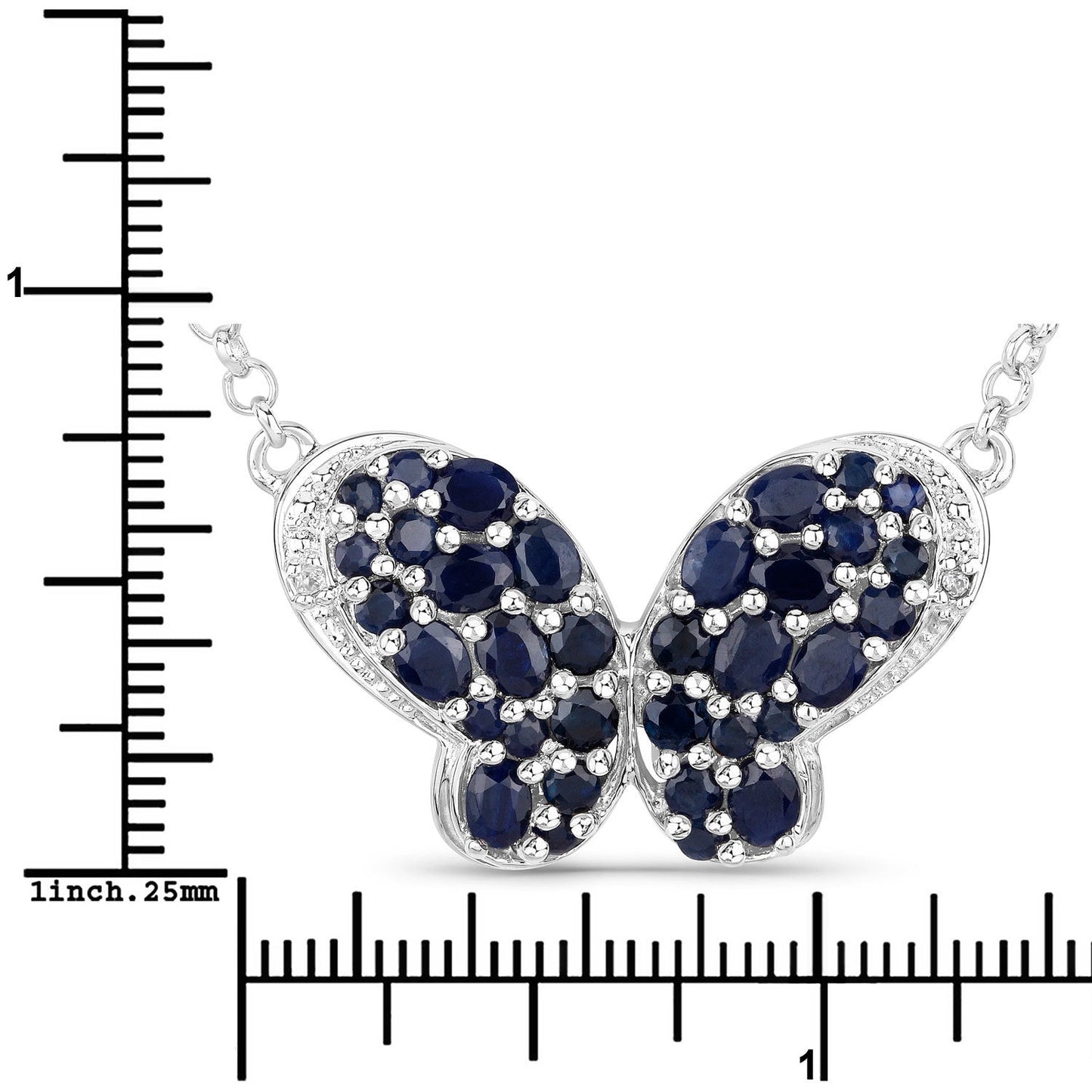 3.83 Carat Blue Sapphire & White Zircon .925 Sterling Silver Pendant