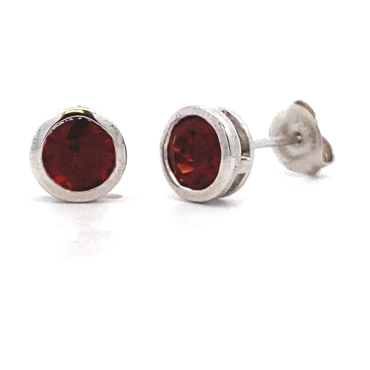 Natural 1.20ct Garnet Stud Earrings in Sterling Silver