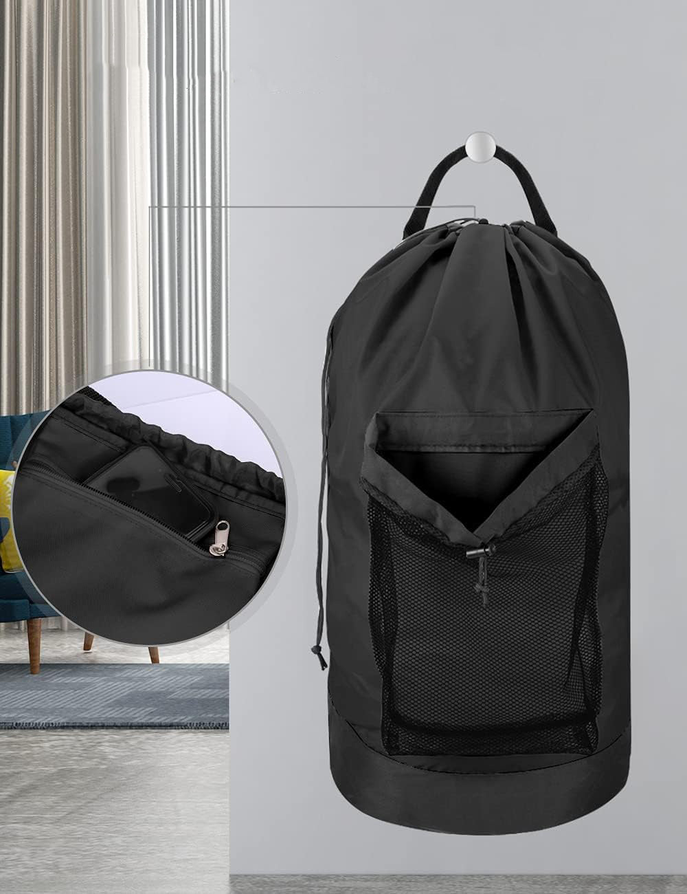 Sand-free Waterproof Oxford Cloth Drawstring Travel Laundry Carrier