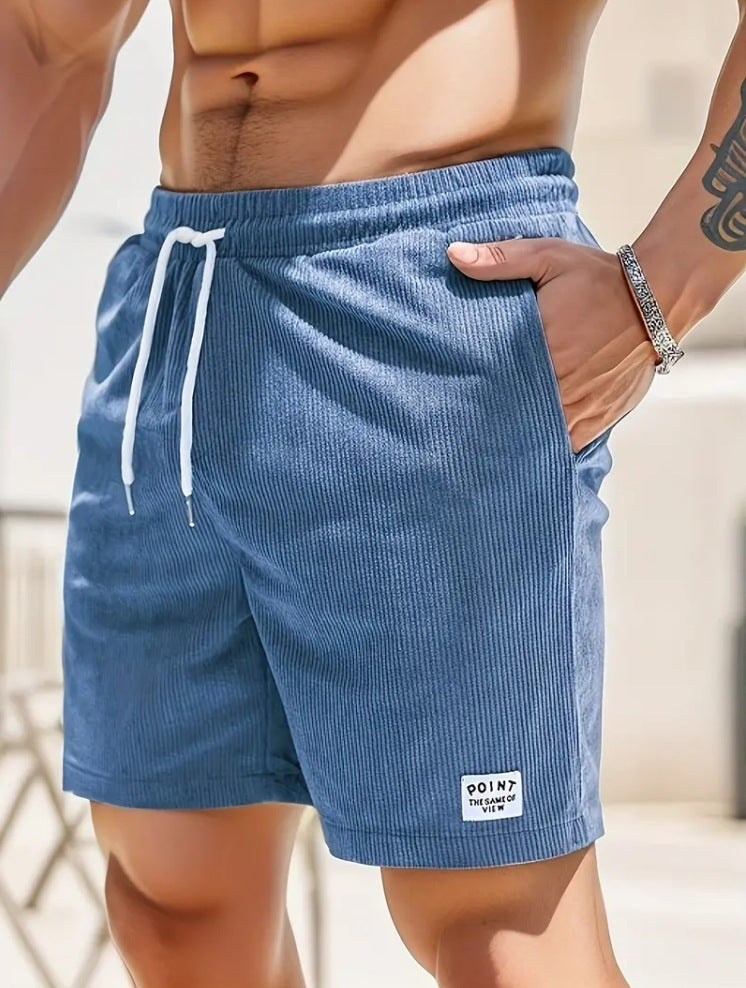 Lace-up Drawstring Corduroy Jogger Shorts for Men