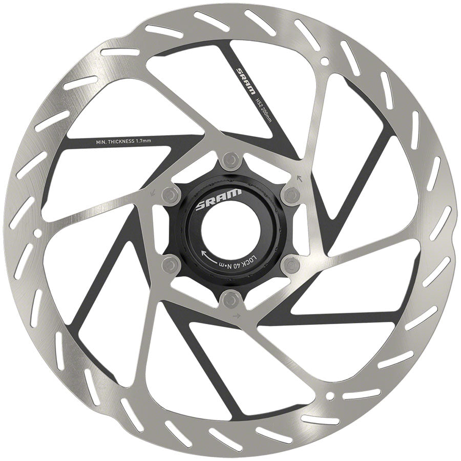 Rotor de frein à disque SRAM HS2 - 200 mm Center Lock Argent/Noir