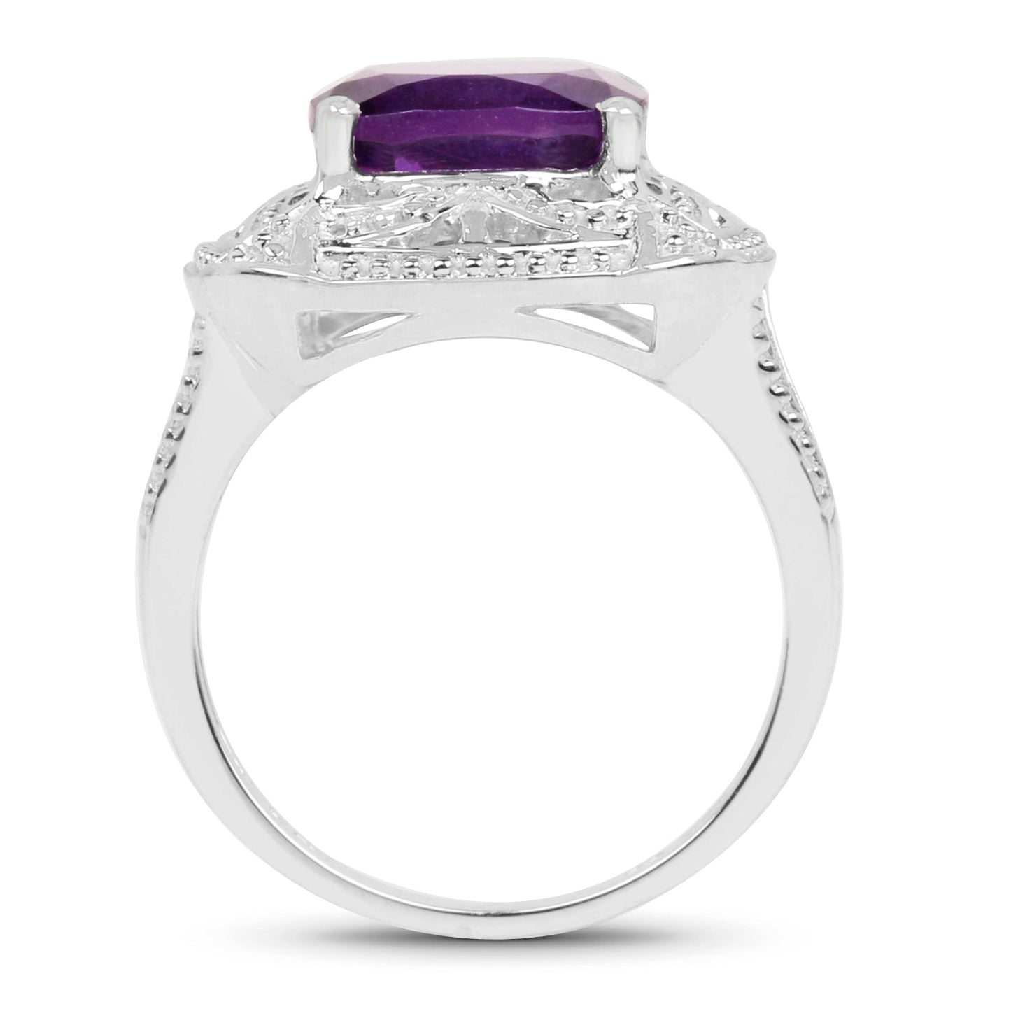 Bague de fiançailles en argent sterling avec améthyste véritable de 4,35 carats