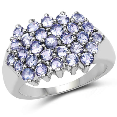 2.03 Carat Genuine Tanzanite Sterling Silver Engagement Ring