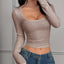 Ribbed Long Sleeve Crop T-Shirt