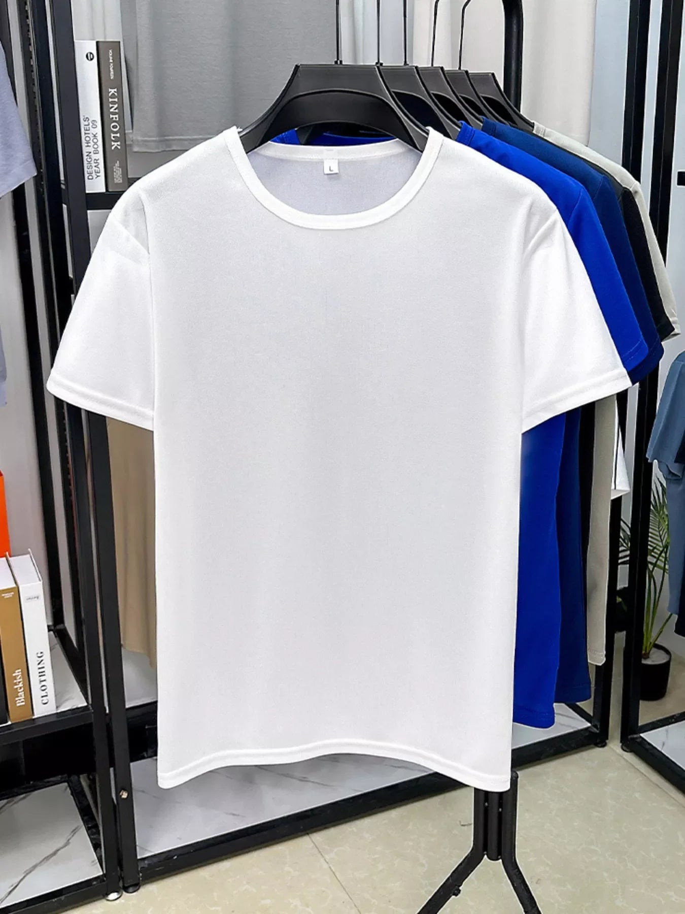 Camiseta de Manga Corta de Cuello Redondo para Hombre en Tallas Grandes