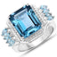 8.17 Carat London Blue Topaz & Swiss Blue Topaz 14K White Gold Ring