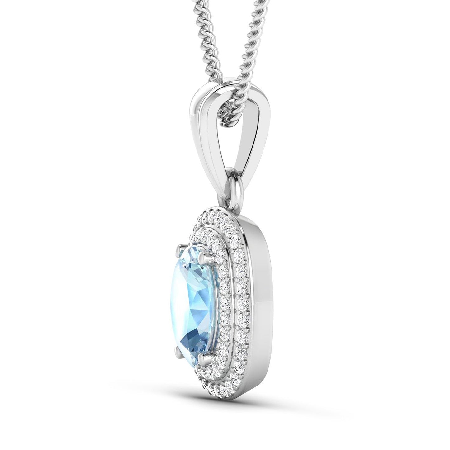 1.35 Carat Aquamarine and Diamond 14K White Gold Pendant