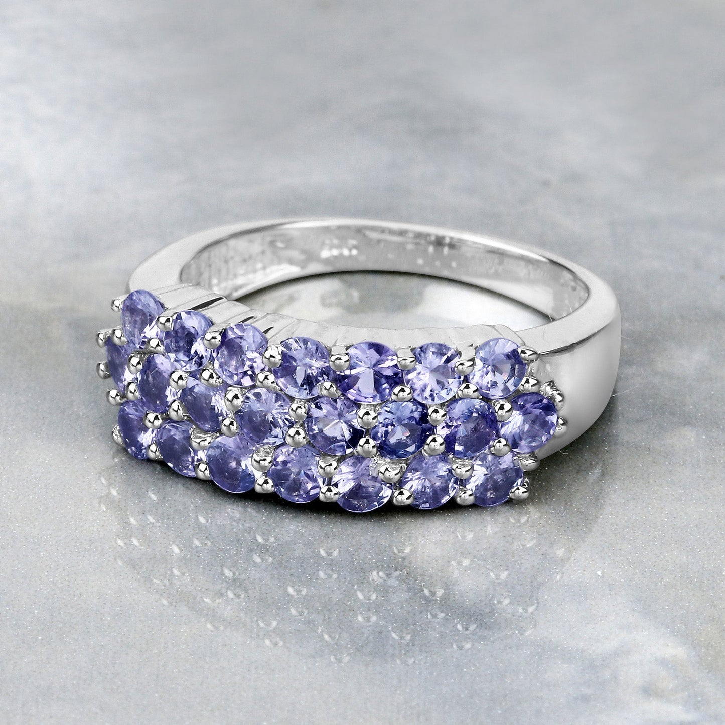 Bague en argent sterling .925 avec tanzanite véritable de 1,54 carat