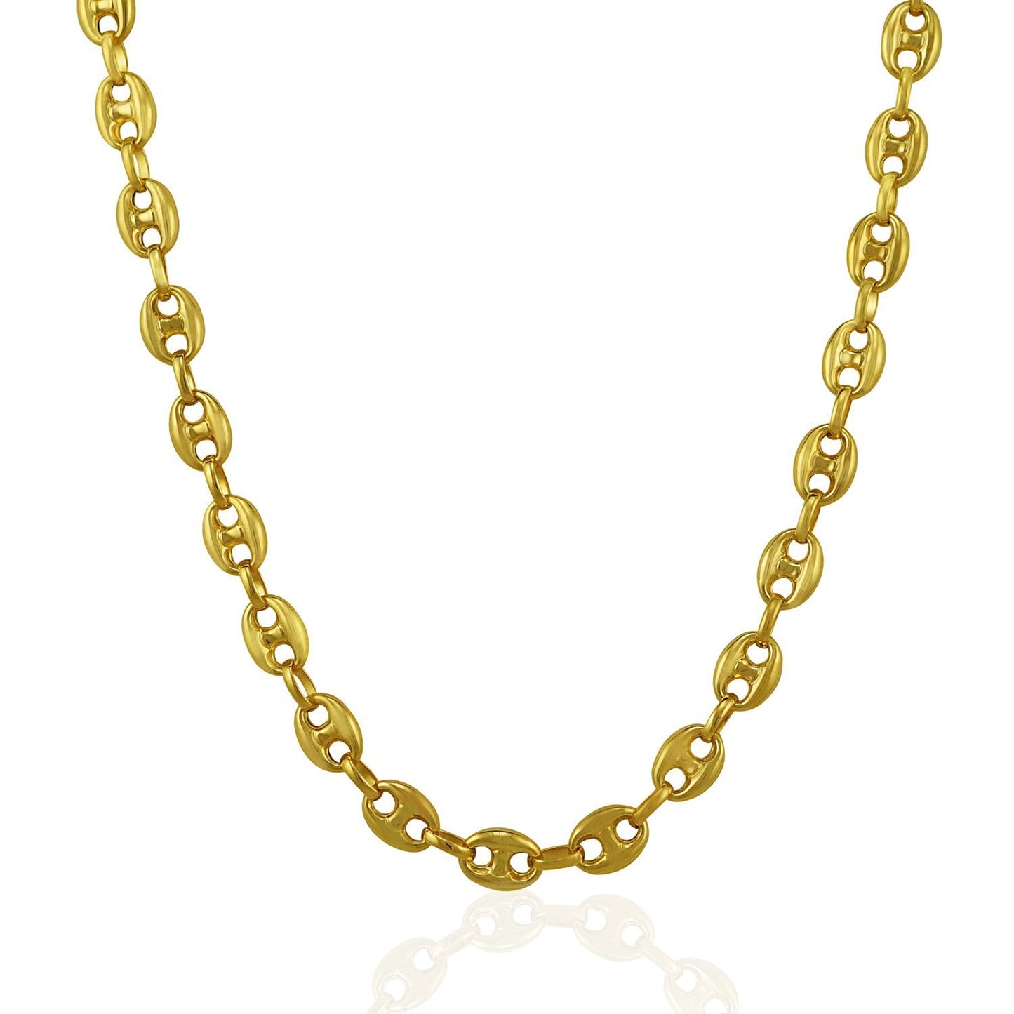 14k Yellow Gold Puffed Mariner Link Chain - 6.9mm