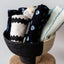 Bol en panier noir et naturel sur pied