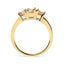 Bague en or jaune 10K avec diamants champagne à 3 pierres - Taille 7